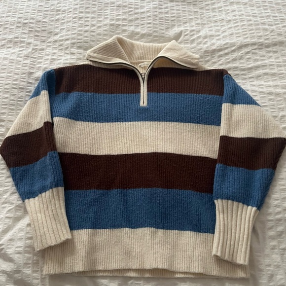 OAK + FORT Sweaters - Oak + Fort Oversized Colourblock 1/4 Quarter Zip Sweater